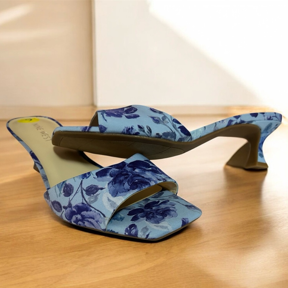 Nine West Elegant Blue Floral Women's Heels